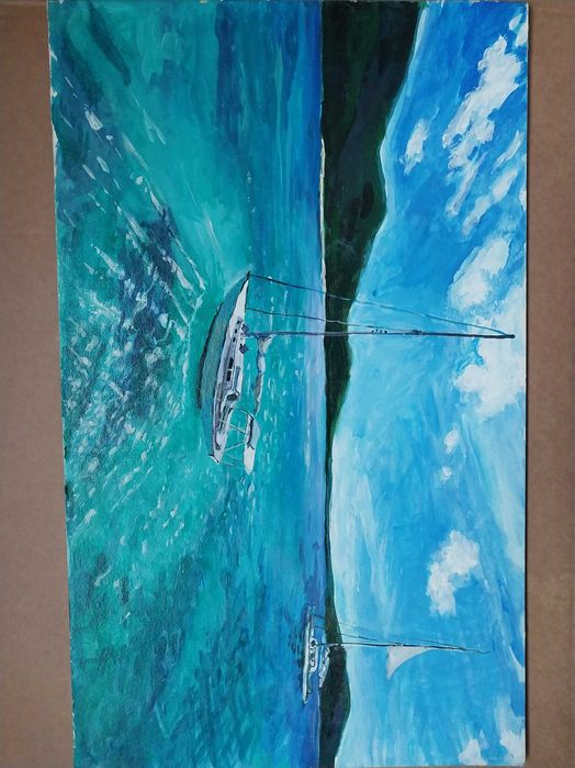 Картина акрилом Карибы. 50-30 см