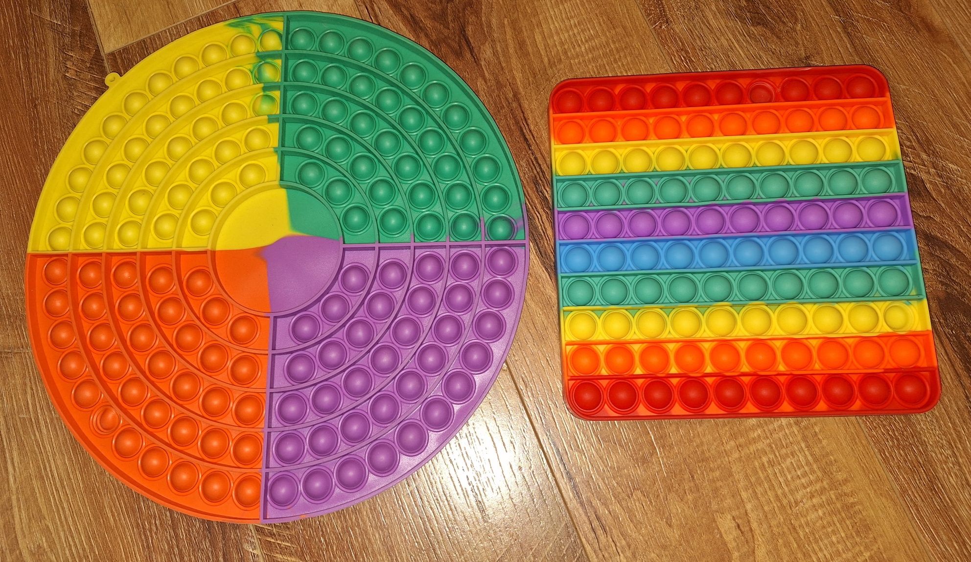 Zestaw 4 szt. POPIT kolorowy PUSH BUBBLE POP IT kwadrat okrągły