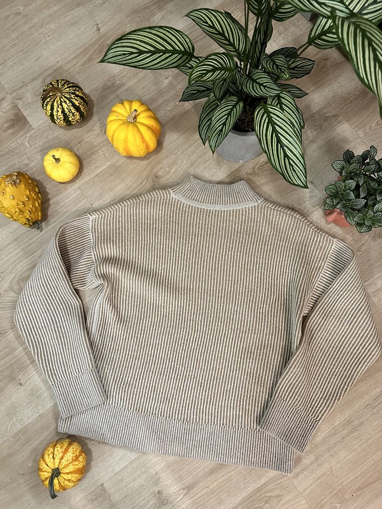 Sweter z golfem w prążek Tommy Hilfiger 100% wełna