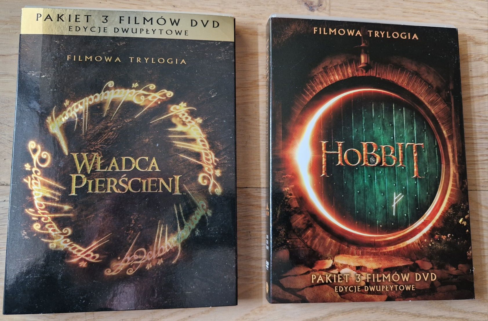 Filmy DVD, Władca Pierścieni, Hobbit, 12xDVD, edycje dwupłytowe