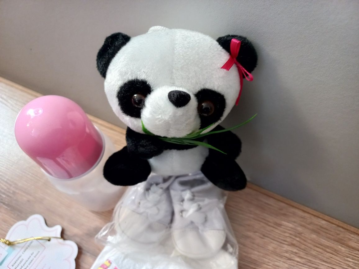Кукла реборн 48см в костюме панды+подарок мягкая игрушка панда+обувь