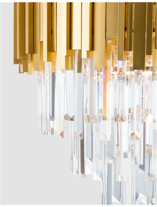 Candeeiro suspensão led cristal dourado estilo comtemporâneo