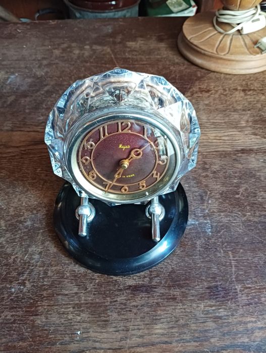 kryształowy ZEGAR kominkowy MAJAK PRL ZSRR