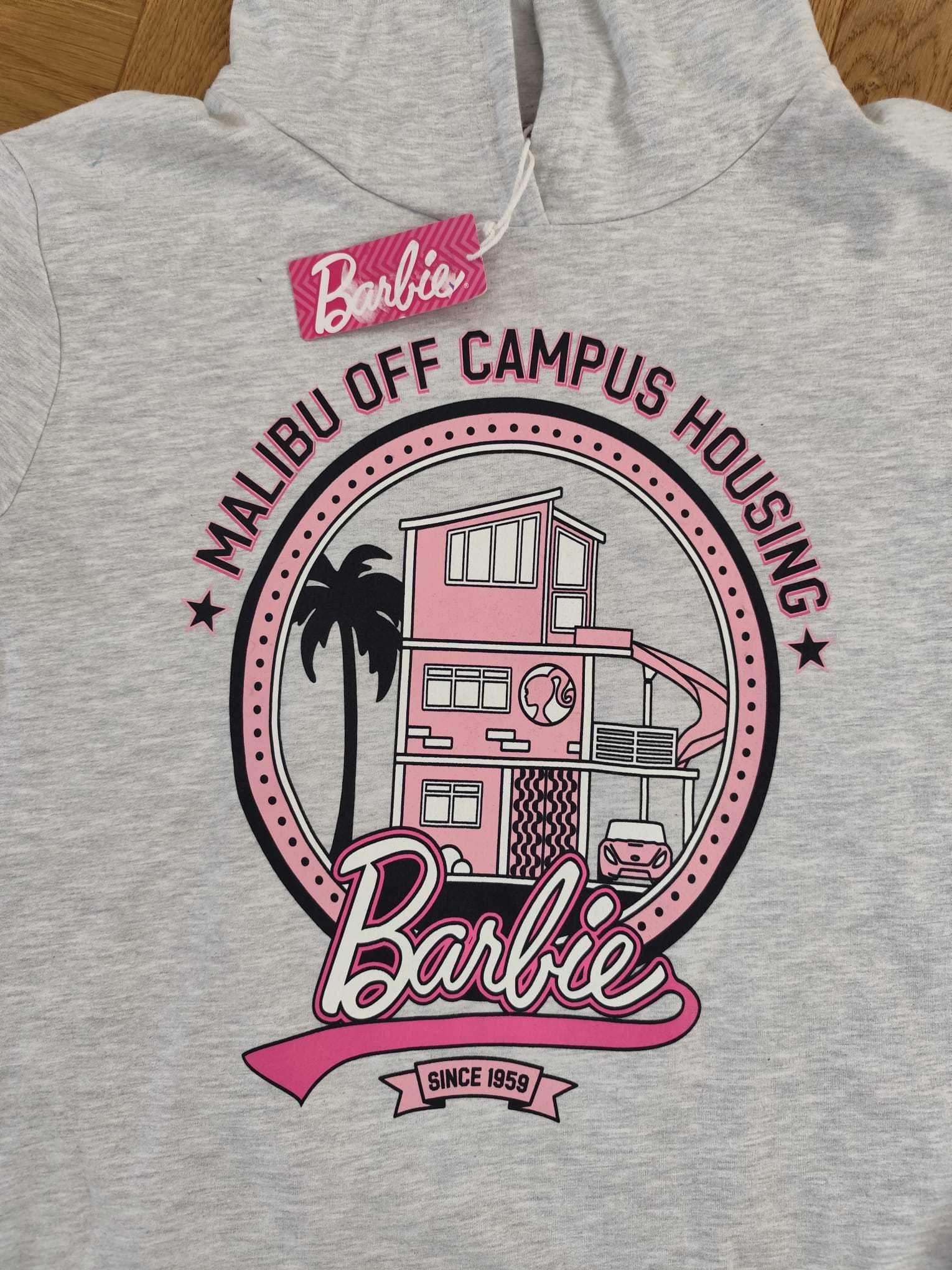 Nowa damska bluza z kapturem S 36 Barbie szara róż Mattel
