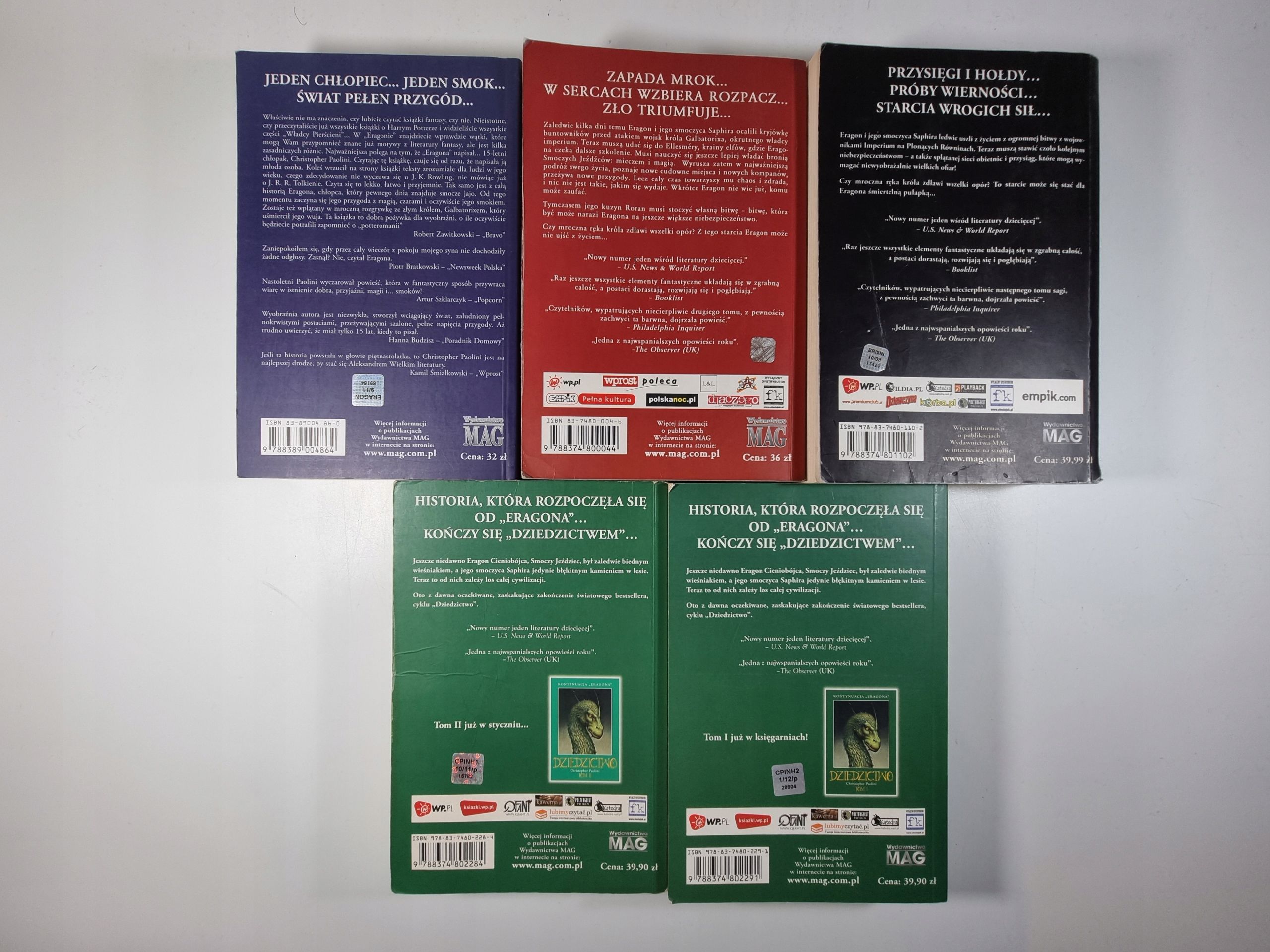 Seria Dziedzictwo / Eragon / zestaw 5 książek / Komplet / Paolini
