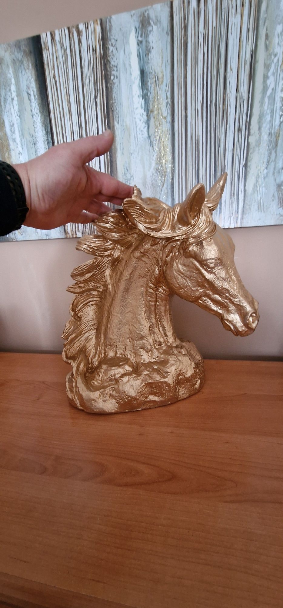 Busto cavalo dourado