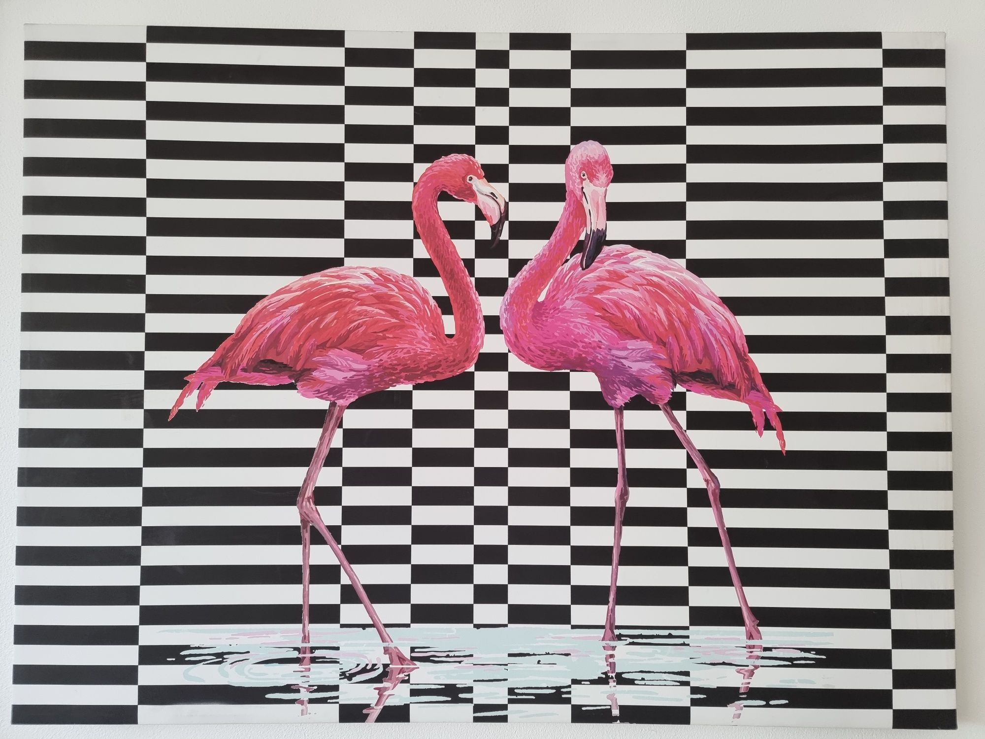 FLAMINGI. Obraz drukowany na płótnie 100x75