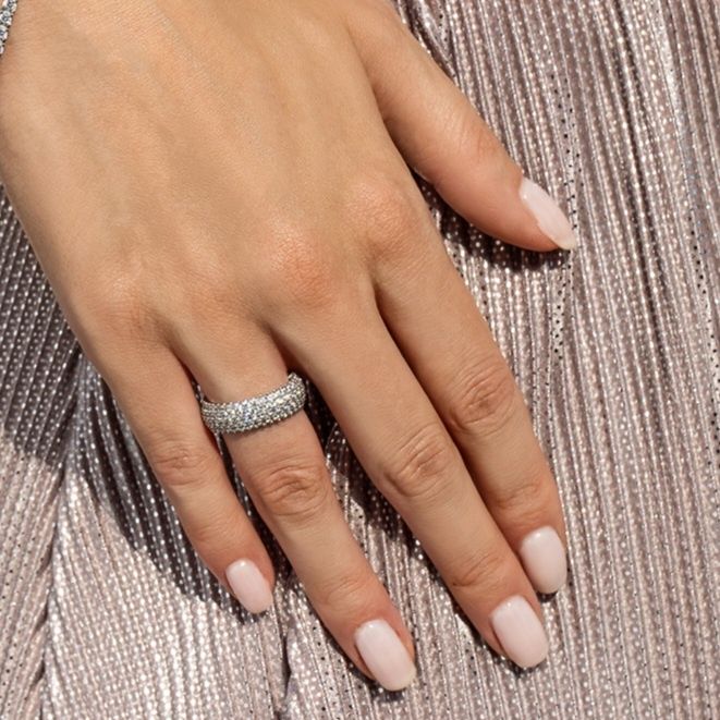 Obrączka srebrna 925 szeroka z cyrkoniami r.14