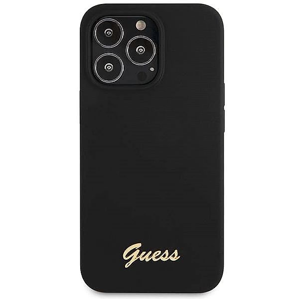 Etui Guess Silicone Script Gold Logo na iPhone 13 Pro Max - czarne