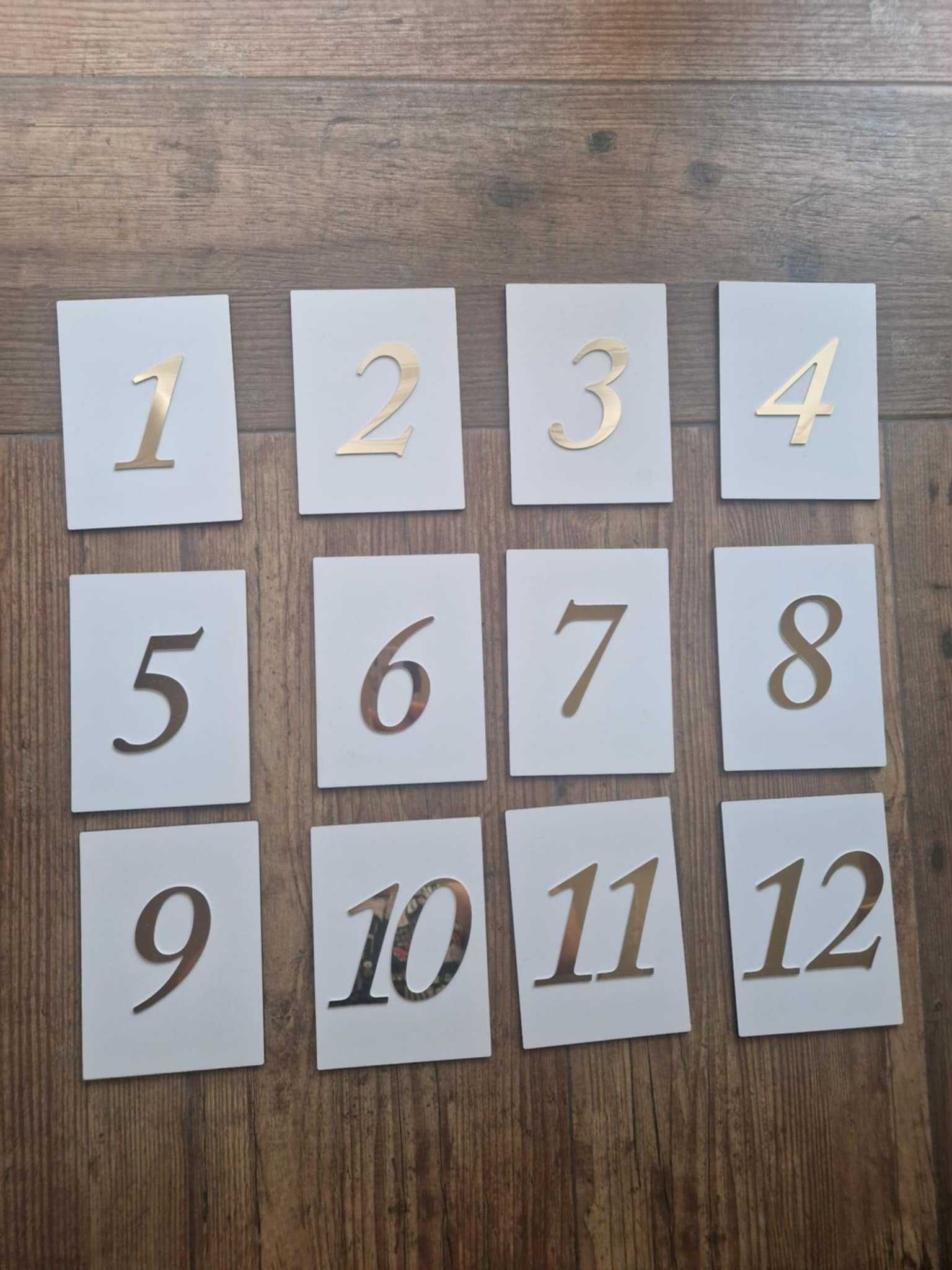 Numerki na stoliki od jeden do dwanaście