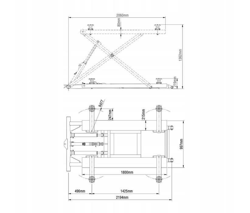 Podnośnik Nożycowy Samochodowy Warsztatowy Mobilny 2800KG ETGE-2812