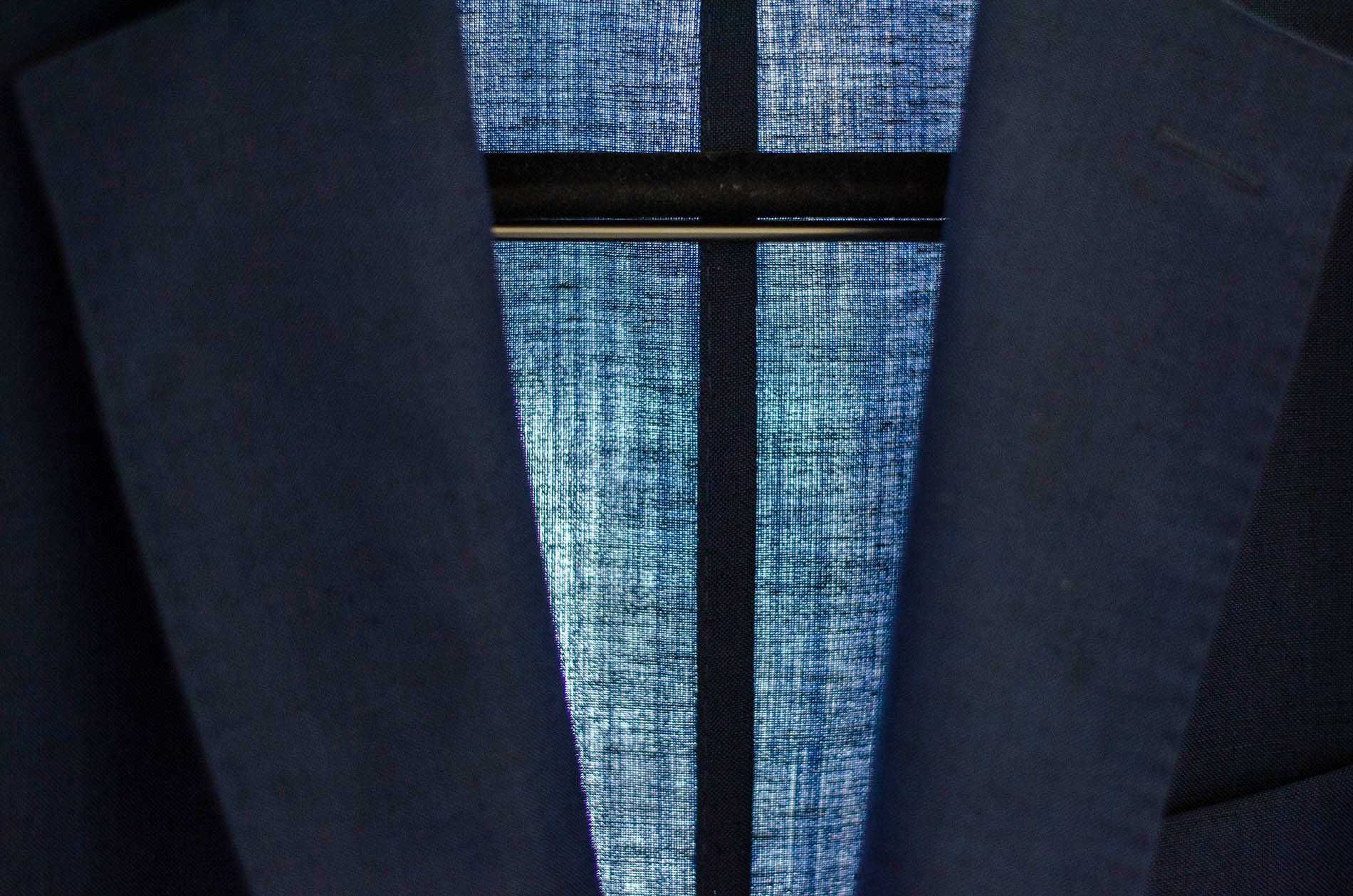 Lekka marynarka J.Lindberg r50 (52), wełna+moher, unstructured, navy