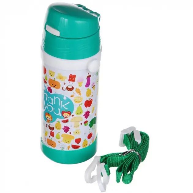 Термос дитячий з трубочкою та ремінцем 320 мл.