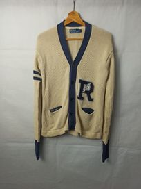 90s Linen Ralph Lauren Letterman Knitwear Cardigan Vintage