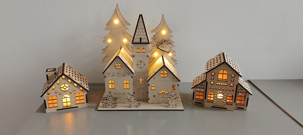 Wioska bożonarodzeniowa domki LED
