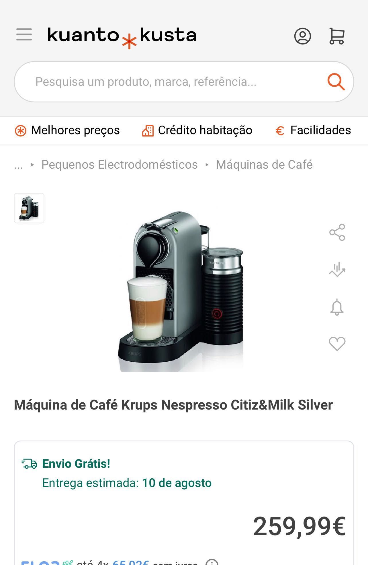 Máquina de Café Krups Nespresso Citiz&Milk Silver PVP €259.99