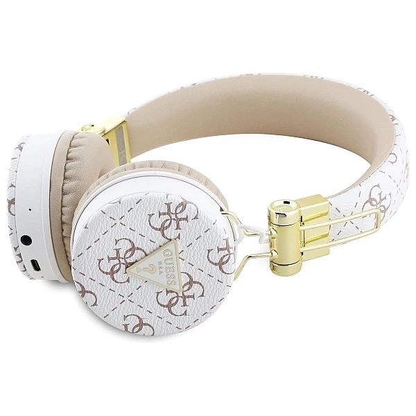 Słuchawki nauszne Bluetooth Guess 4G Triangle Round Shape ENC - białe