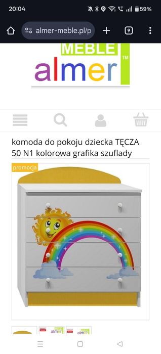 Komoda dziecięca Almer meble, tęcza