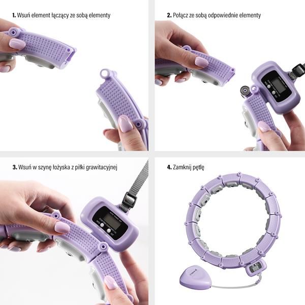 hhm14 hula hop violet z magnesami i obciążnikiem + licznik hms