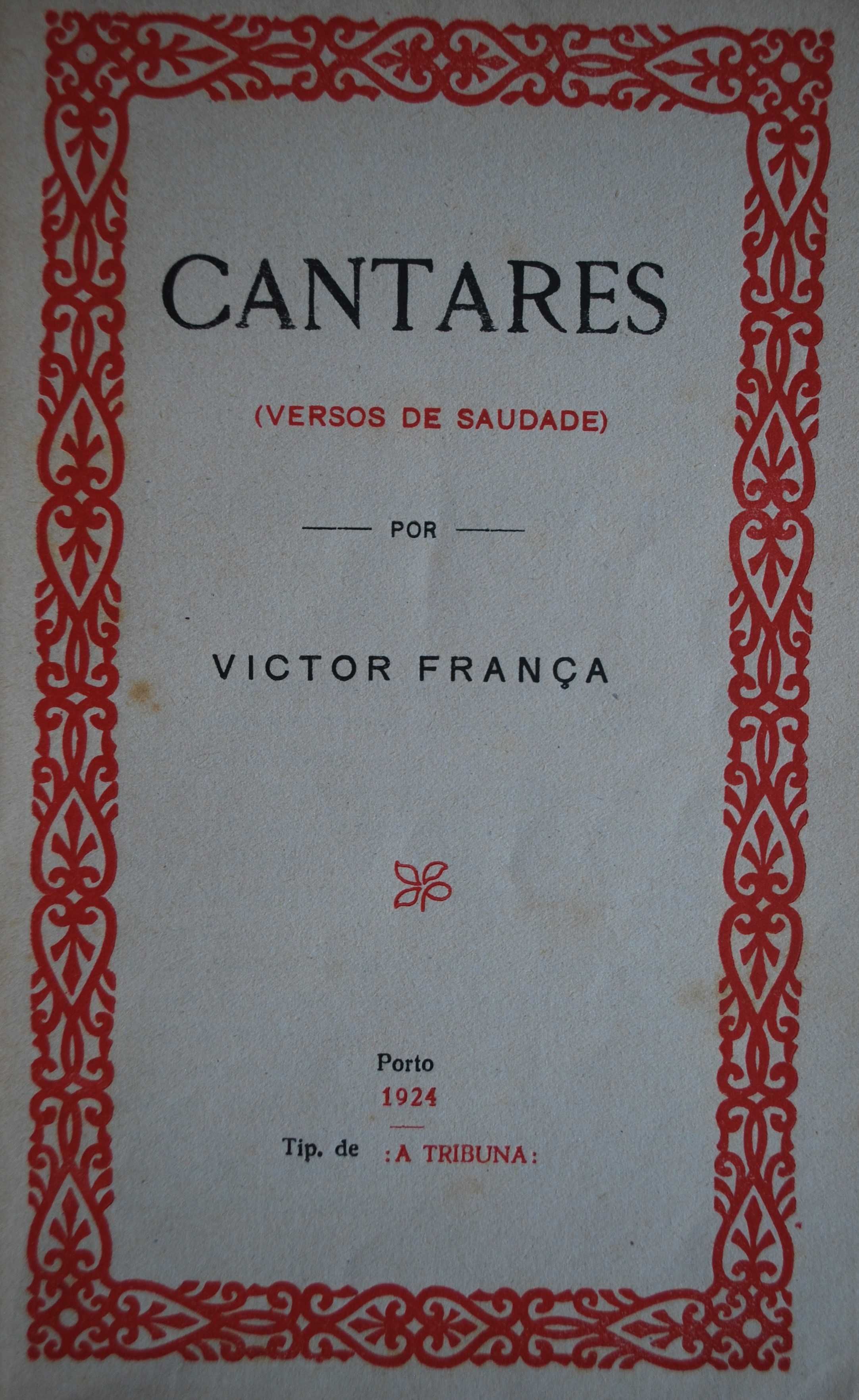 Cantares (Versos de Saudade) de Victor França - 1ª Edição 1924
