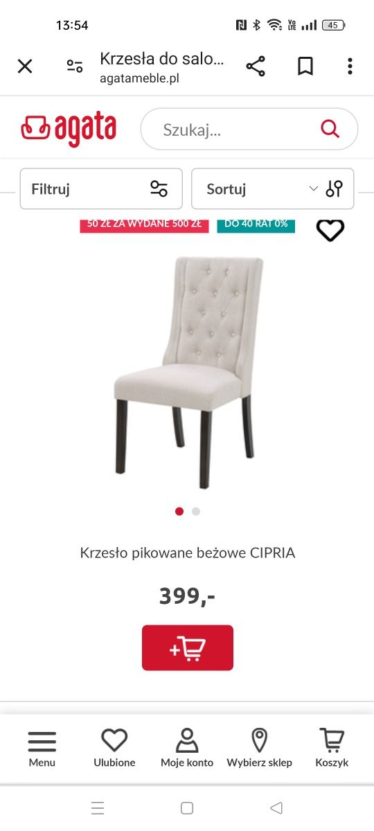 Cztery krzesła welurowe Glamour