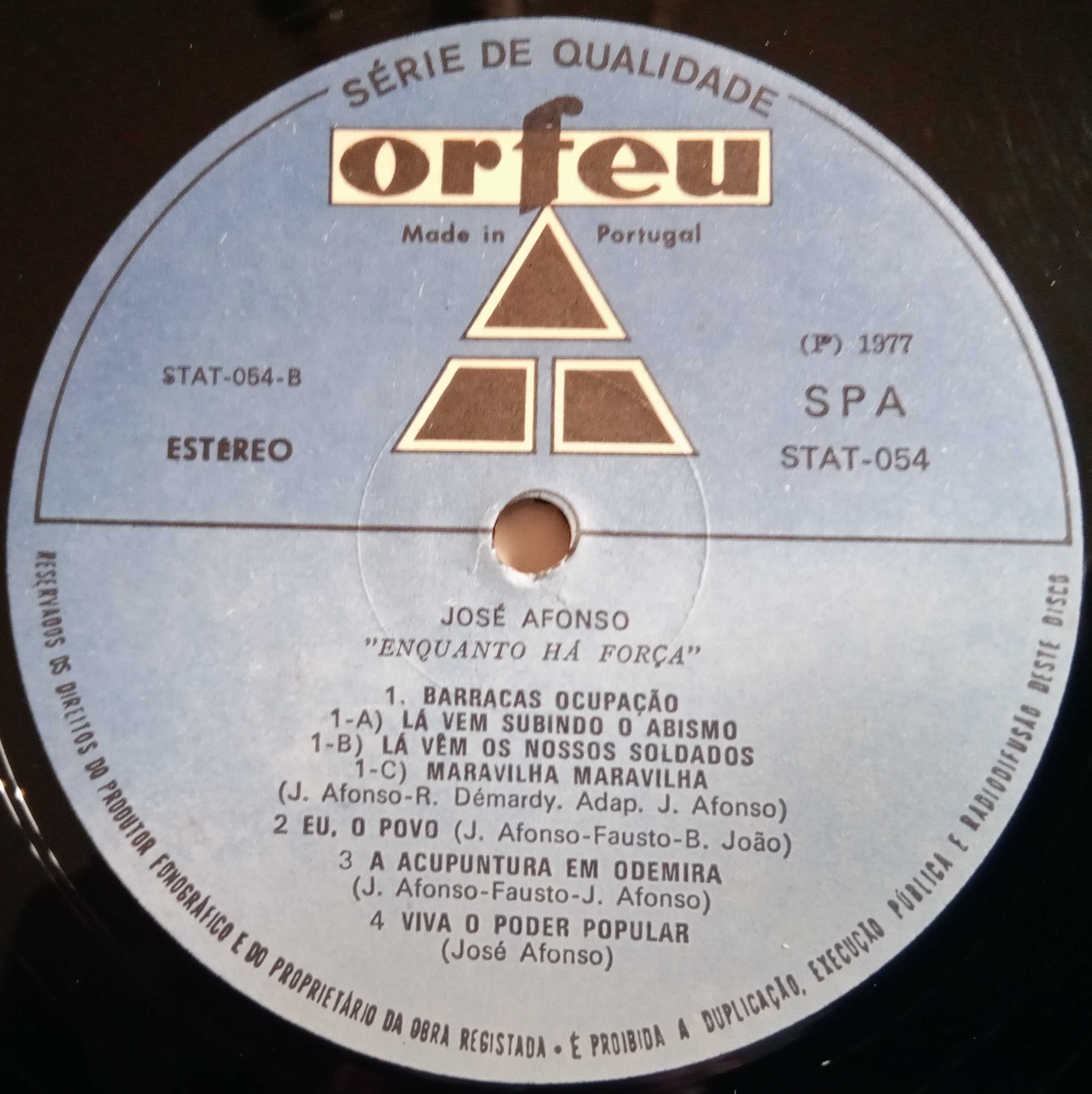José Afonso	- - - - -		Enquanto Há Força	- - - - -	LP
