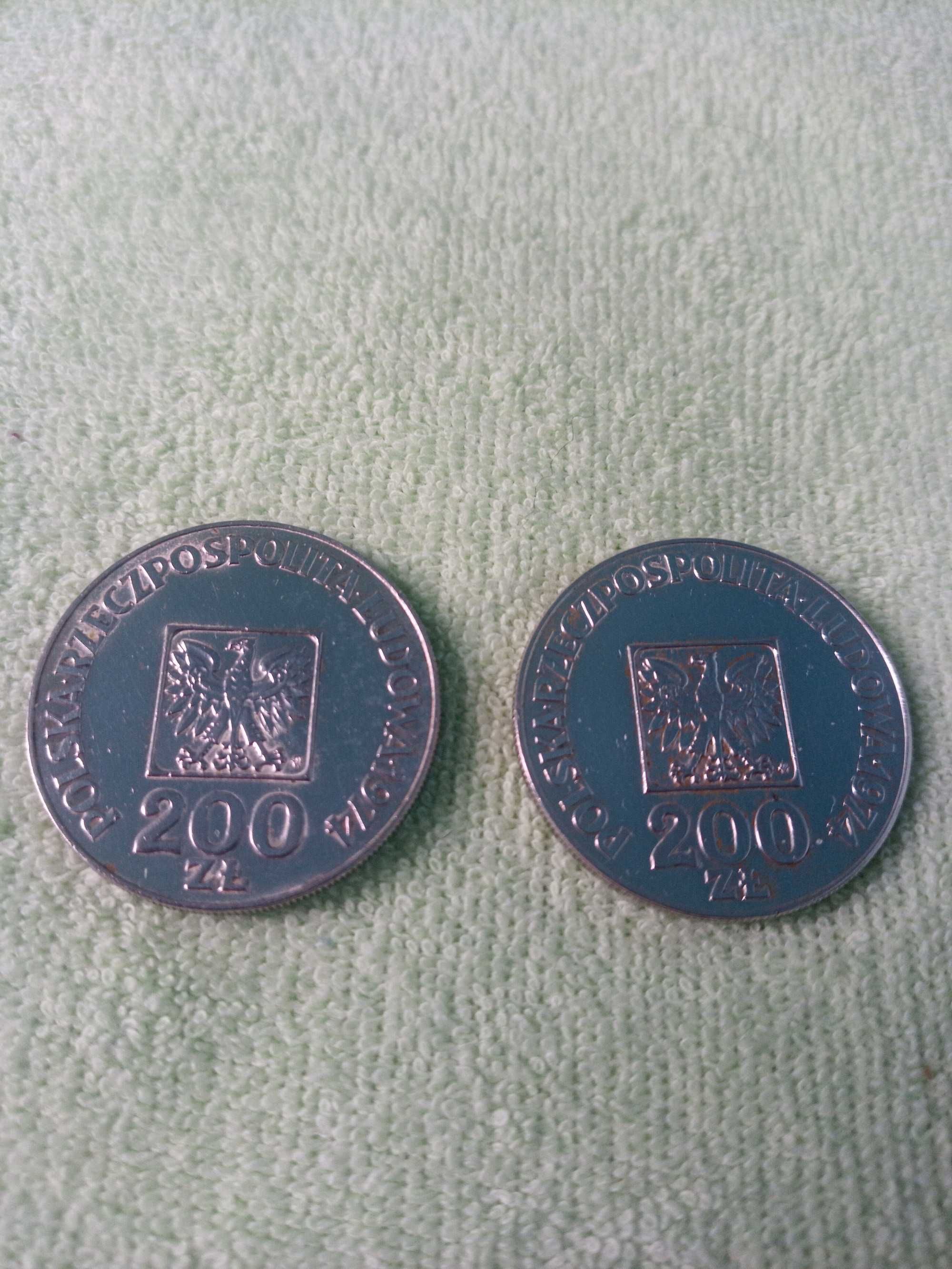 Srebrne 200 złotych XXX lat PRL z 1974 roku 2 sztuki.