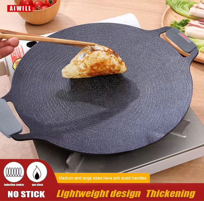 плоска корейська сковорідка-гриль з антипригарним покриттям
