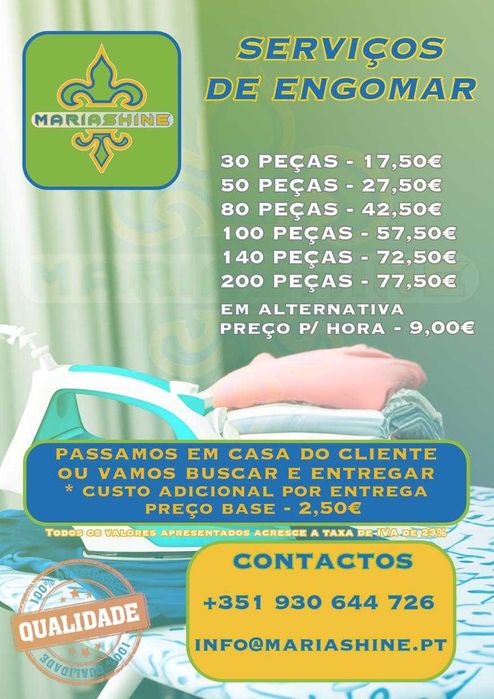 Serviços limpeza em alojamento local e outros