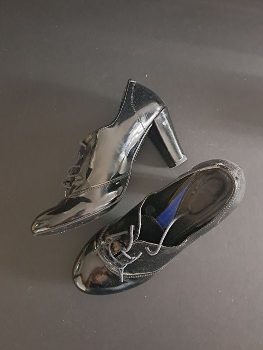 Zara sapato de salto alto vintage retro clássico preto elegante (38)