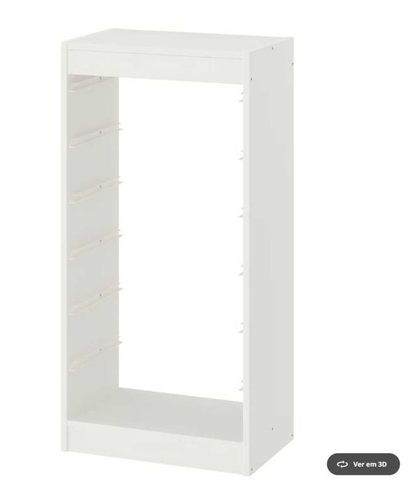Estrutura IKEA TROFAST + 5 Caixas de Rede — Branco e Cinz Escuro