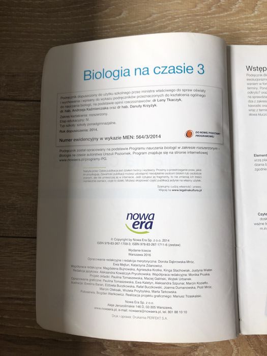 podręcznik "Biologia na czasie 3 rozszerzony Nowa Era