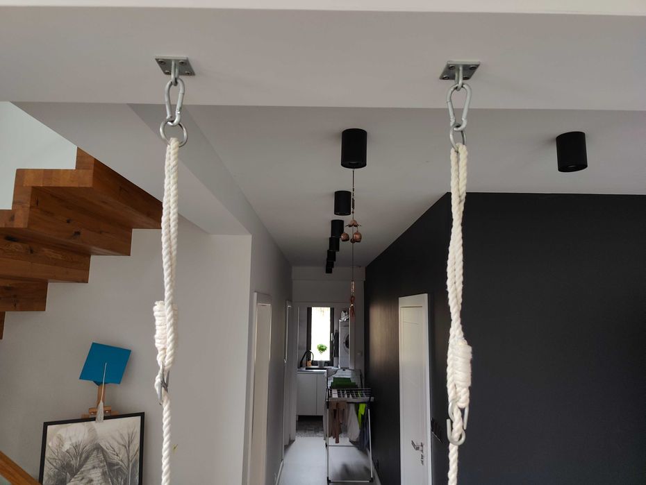 MAMOI skandynawska huśtawka drewniana dla dzieci i niemowląt, szara