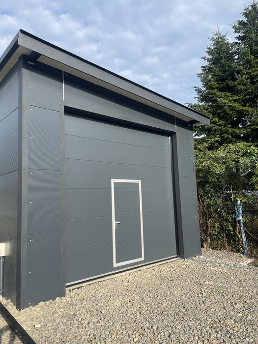 Brama garażowa segmentowa 5000x2125 antracyt brązowa biała