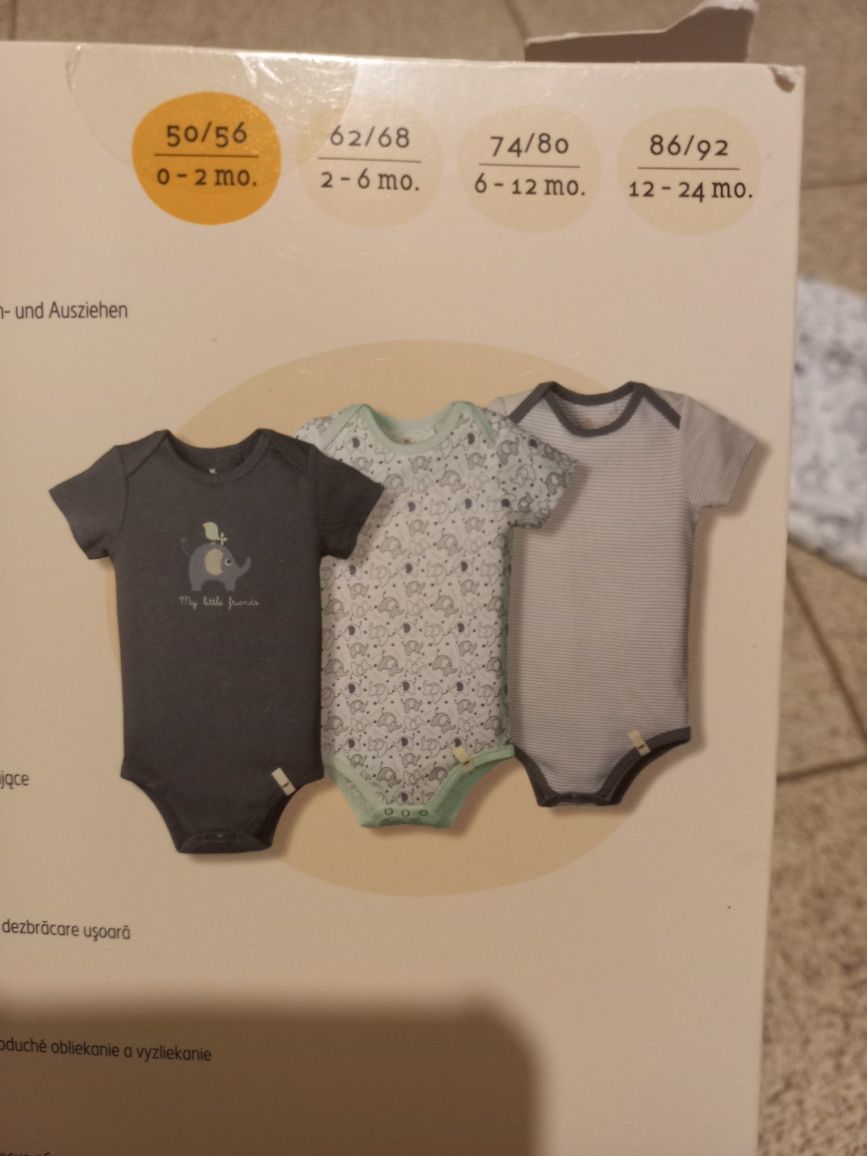 14. Nowe ! Body 50/56 3 szt 100% bawełna