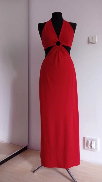 Czerwona długa sukienka Lascana rozm. 38 M bawełna NOWA