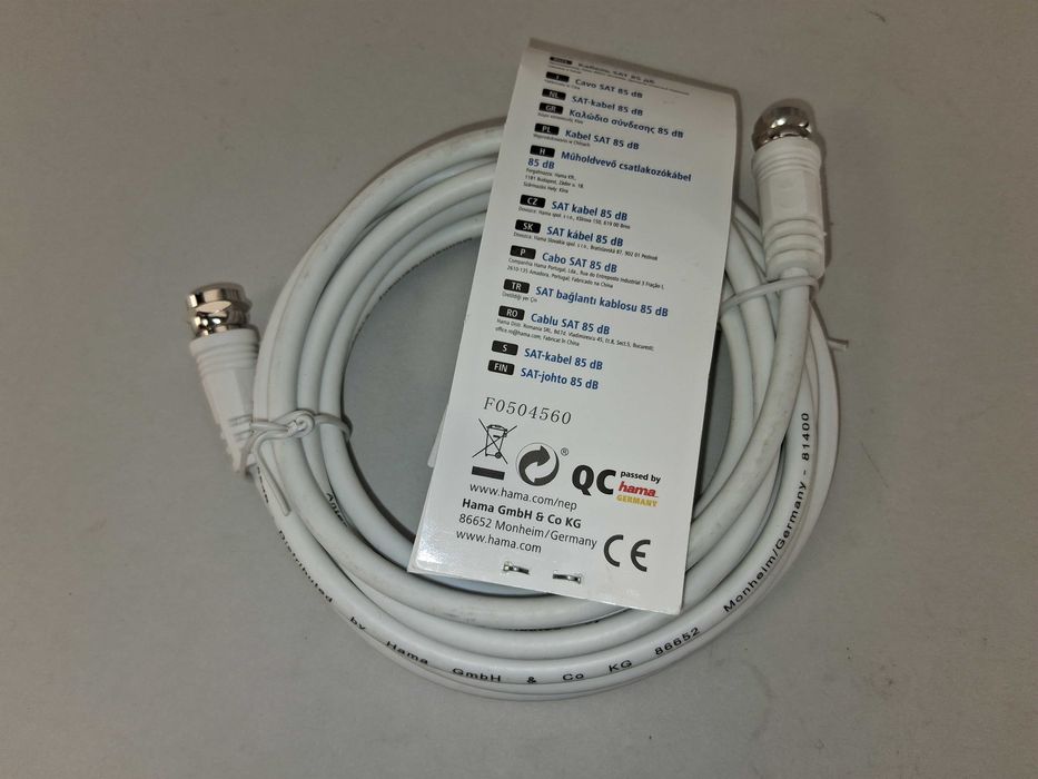 N224 Kabel Antenowy Satelitarny Hama ClassicLine F-Wtyk F-Wtyk 85dB 3m