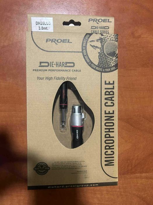 Proel Die-Hard DH20LU3 jack-XLR żeński 3m kabel mikrofonowy