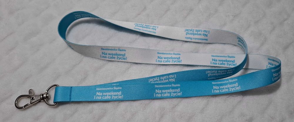 Smyczka 46cm, 1,5cm, biała, niebieska, Siemianowice Śląskie