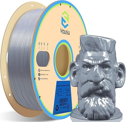 YOUSU Filament PVB 1,75 mm do Drukarek 3D i Długopisów 3D 1kg. Srebrny