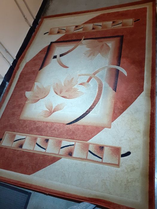 Dywan duży pomarańczowy beżowy kwiaty