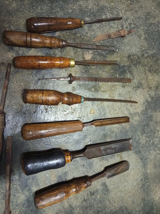 Conjunto de ferramentas antigas carpintaria