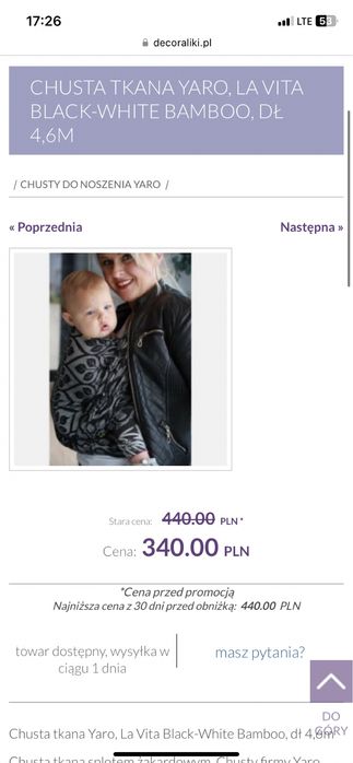 Chusta tkana do noszenia dziecka, yaro la vita 4,6 metra zadbana