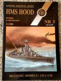 okręt HMS Hood, 1/200, A.Haliński nr 3, model kartonowy