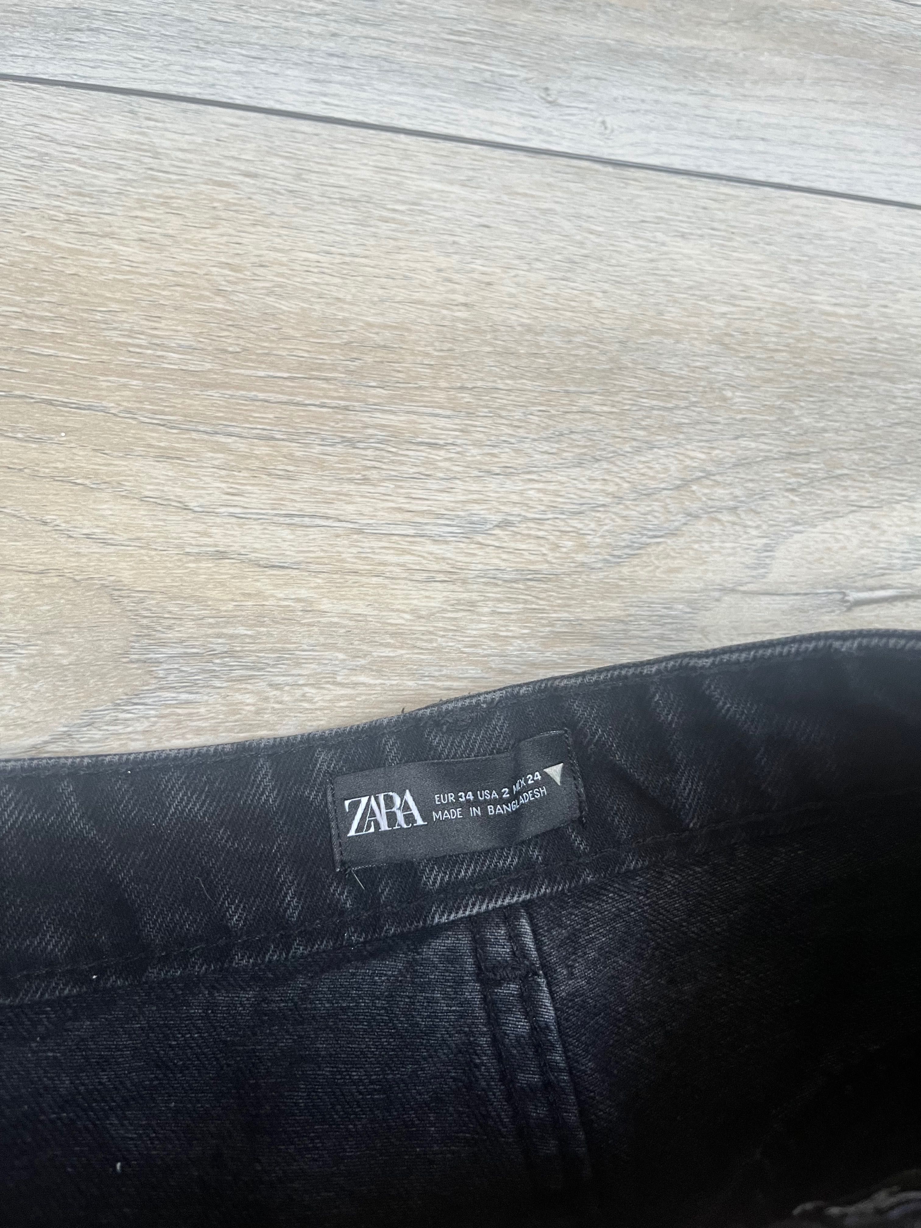 czarne spodnie jeansowe baggy XS
