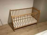 Łóżeczko dzieciece drewniane 60x120 + materacem premium