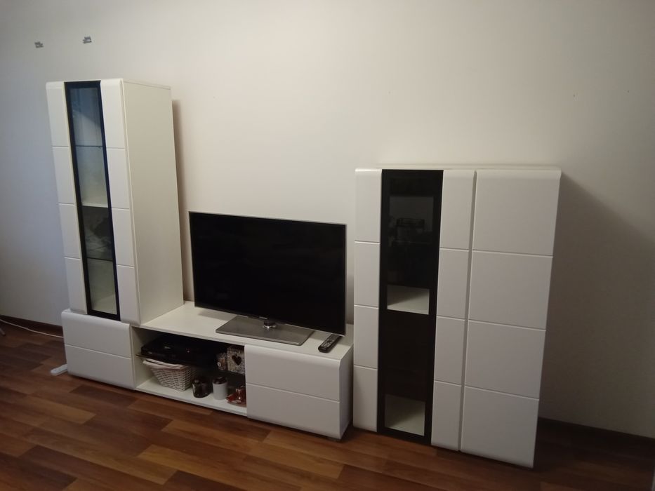 Zestaw mebli do salonu meble 3 częściowe białe na wysoki połysk z Agat