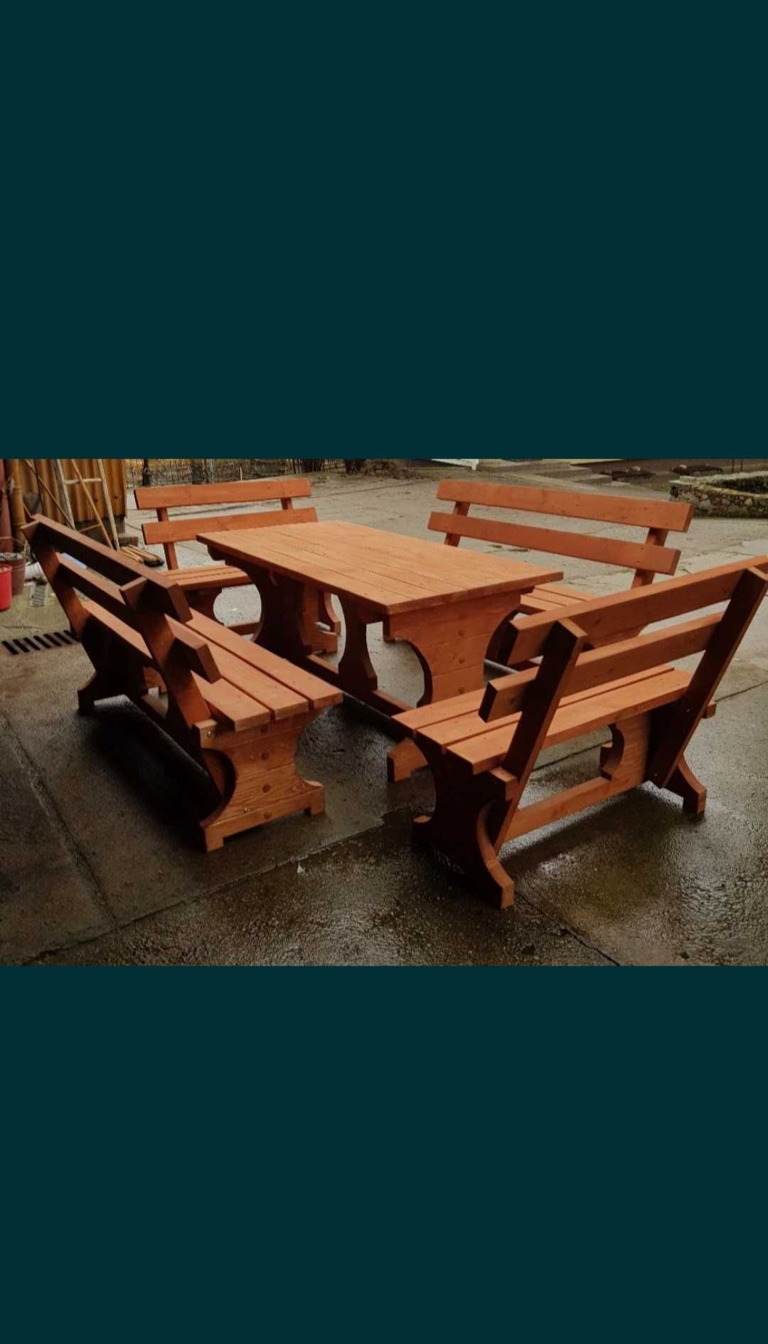 Komplet ogrodowy meble ogrodowe stół ławki ławka