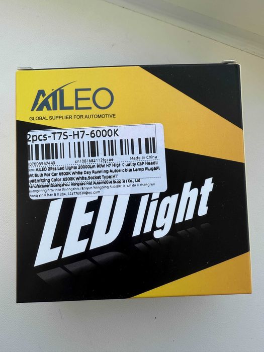 AILEO Led Лампа автомобильная H7, Светодиодные лед лампочки н7 (2шт)