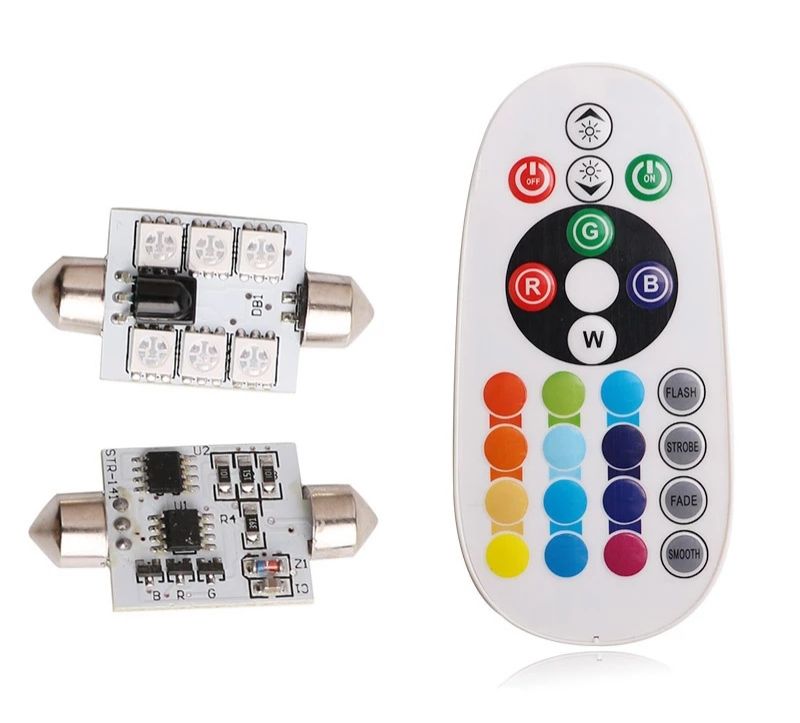 Led лампы салонка RGB 36мм 41мм 16 цветов пульт подсветка салона RGB